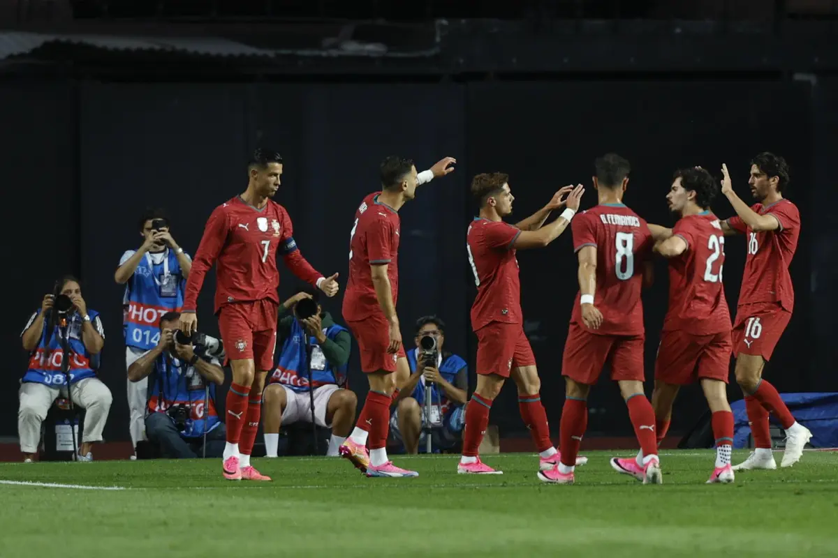 Celebración de Portugal en el partido amistoso ante Nigeria - EFE