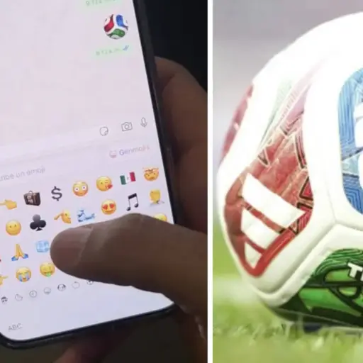 Emoji del balón oficial del Mundial 2026 en WhatsApp. ,Redes sociales.
