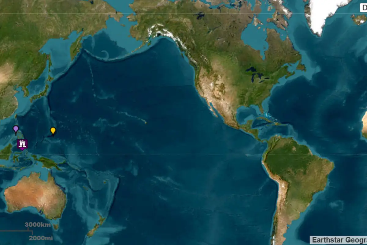 Fotografía tomada de la página de la Oficina Nacional de Administración Oceánica y Atmosférica (NOAA) de un mapa que muestra el terremoto de magnitud 7,8 sacudió este lunes, la región de Mindanao, en el sur de Filipinas, según el Servicio Geológi,  EFE/ NOAA
