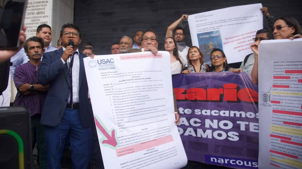 Manifestación frente a la CC por reelección de Mazariegos como rector de la Usac | Omar Solís/EU