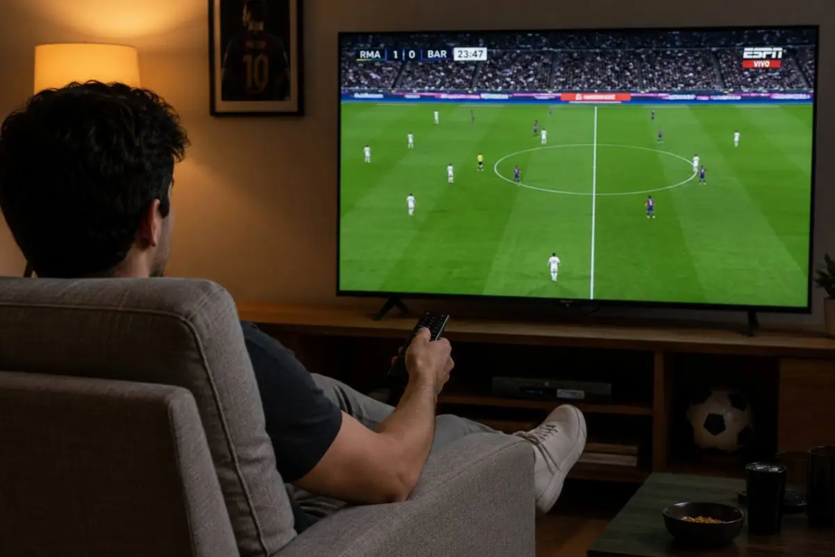 Viendo partido de futbol  [imagen generada con IA], Especial