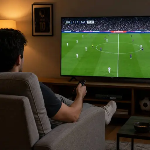 Viendo partido de futbol  [imagen generada con IA] ,Especial