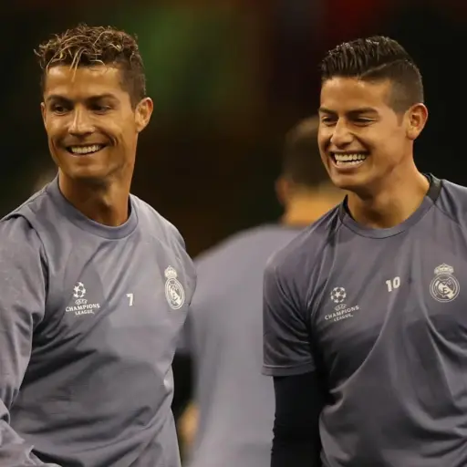 Cristiano Ronaldo y James Rodríguez, cuando jugaban en el Real Madrid ,FIFA