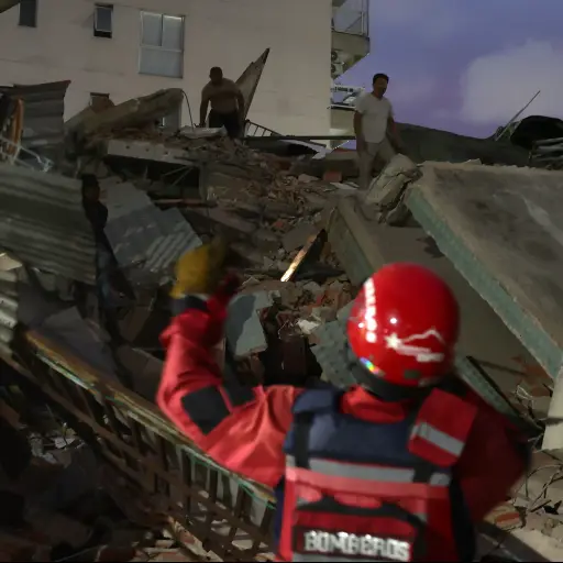  Integrantes de cuerpos de emergencia llegan a un edificio afectado este miércoles, luego de dos fuertes terremotos sacudieron el Caribe venezolano en Caracas (Venezuela) ,Foto EFE