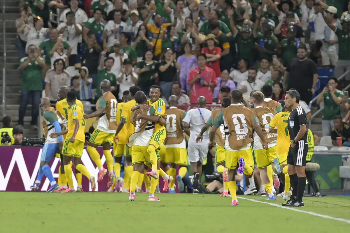Celebración de gol de Sudáfrica ante Corea del Sur 