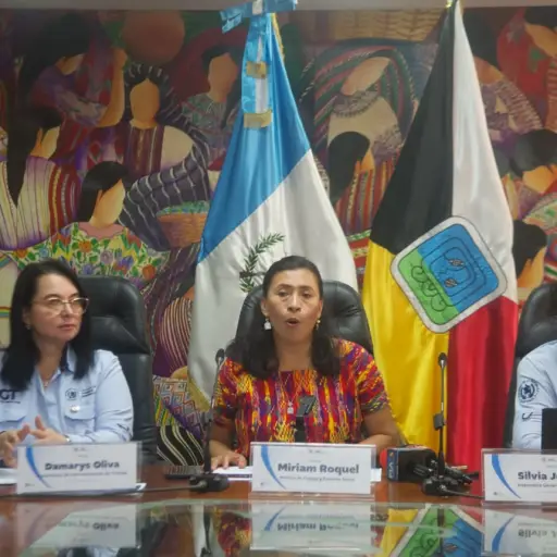 La ministra de Trabajo, Miriam Roquel, y otras autoridades de la cartera brindan conferencia para informar acciones de verificación por pago del Bono 14. ,Omar Solís/Emisoras Unidas