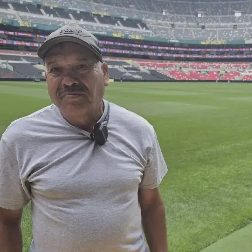 Isabel Chabelo Ramírez dirige el equipo encargado del mantenimiento del campo del Estadio de la Ciudad de México ,FIFA