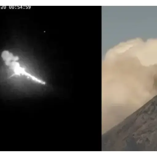 Actividad del volcán de Fuego el lunes, 20 de julio de 2026. ,