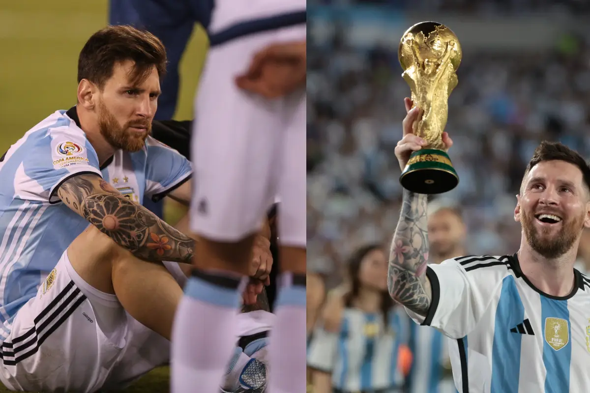 Lionel Messi en dos momentos diferentes con Argentina: Derrota y victoria 