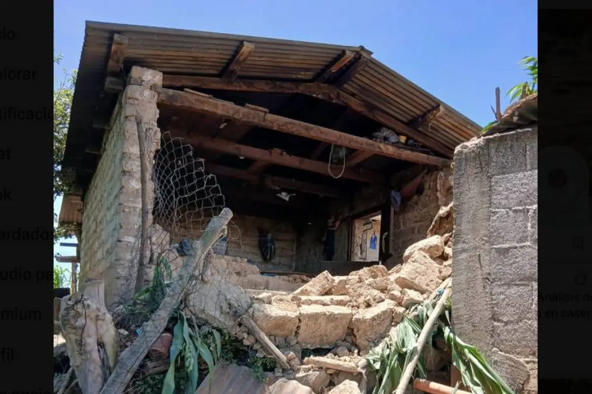 Vivienda afectada por sismo registrado en caserío Pacorral, Santa Lucía Utatlán, Sololá., Conred