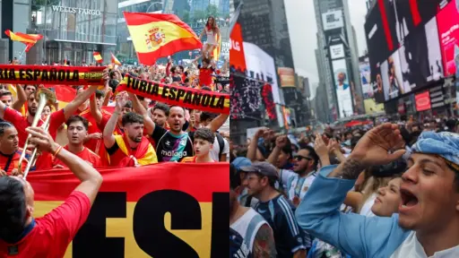 FOTOS: argentinos y españoles toman Nueva York antes de la final del Mundial