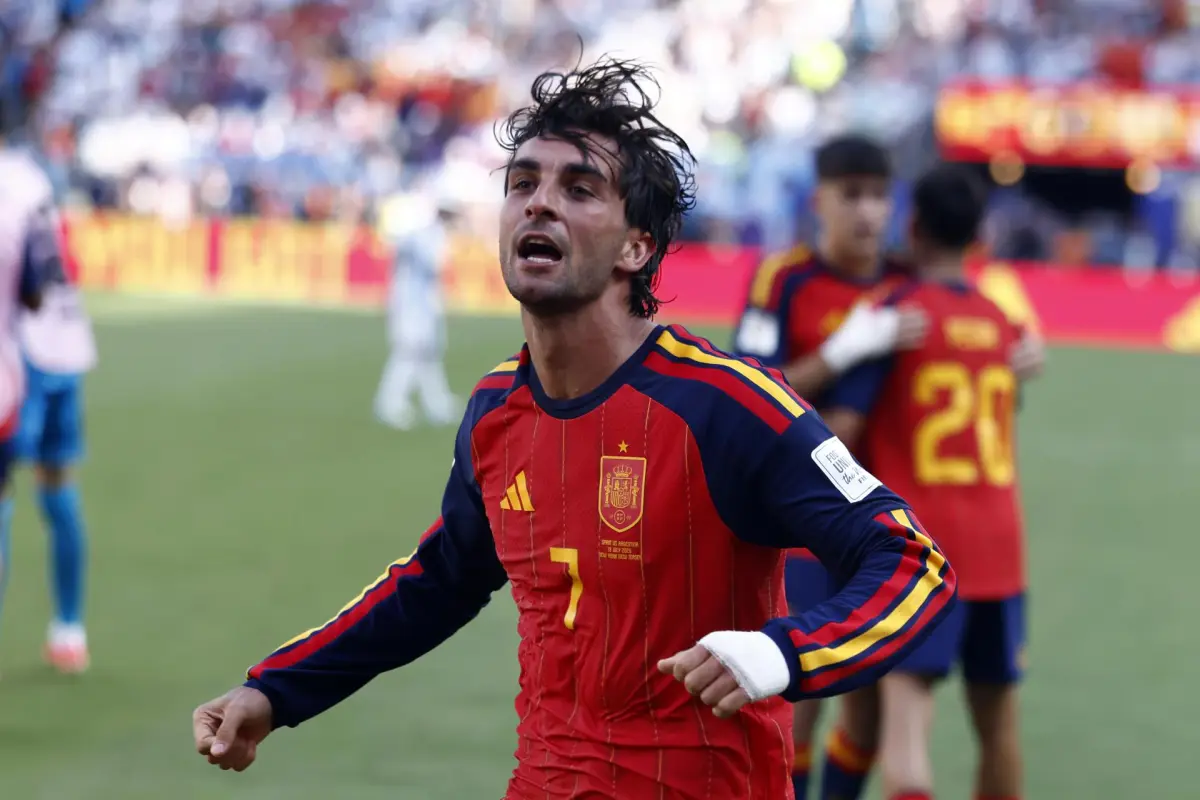 Celebración de Ferran Torres en la final del Mundial - EFE
