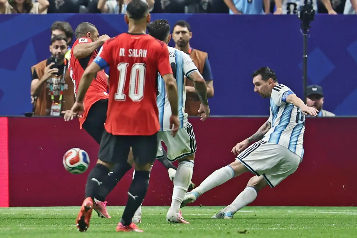 Messi marcó su gol número 21 en la historia del Mundial. Ante Egipto fue su noveno tanto consecutivo en la Copa del Mundo., EFE