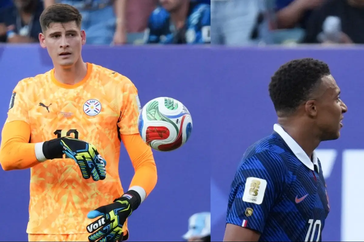 Momento en que Orlando Gill lanza pelotazo a Mbappé