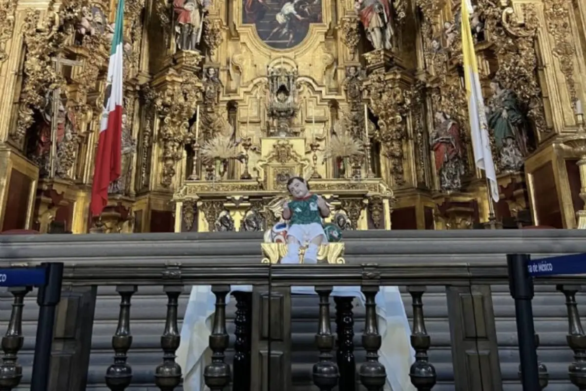 El Niño Dios vestido de la Selección Mexicana se vuelve un símbolo de fe y esperanza., David Galicia Sánchez / Redes sociales.