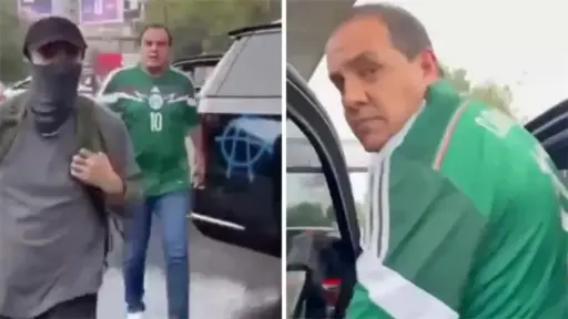 Cuauhtémoc Blanco es confrontado por manifestantes antes del México vs. Inglaterra en el Mundial 2026