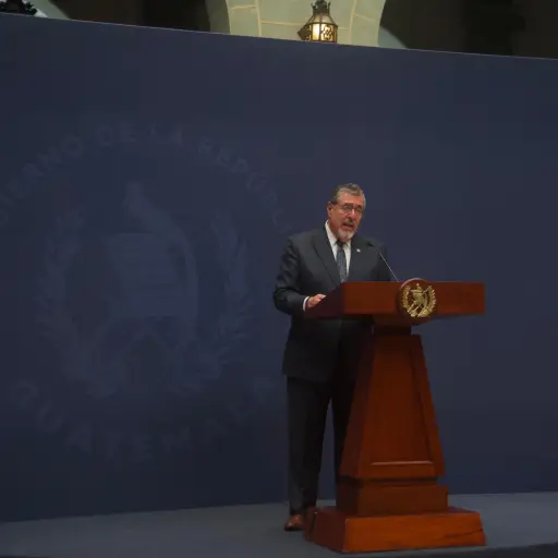 El presidente Bernardo Arévalo durante la conferencia de prensa 