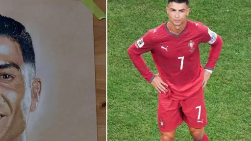 Con 17 horas de trabajo, artista jalapaneco crea un espectacular dibujo de Cristiano Ronaldo