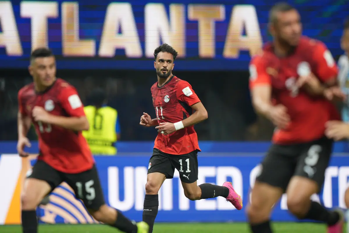 Jugadores de la Selección de Egipto en duelo ante Argentina 