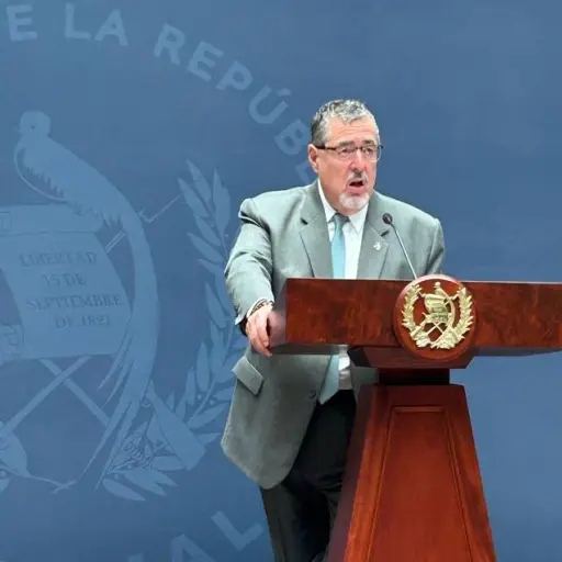 El presidente Bernardo Arévalo durante la conferencia de prensa 