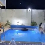 Joven arriesga su vida por un video y sufre brutal accidente en una piscina. ,Captura de pantalla video de X.