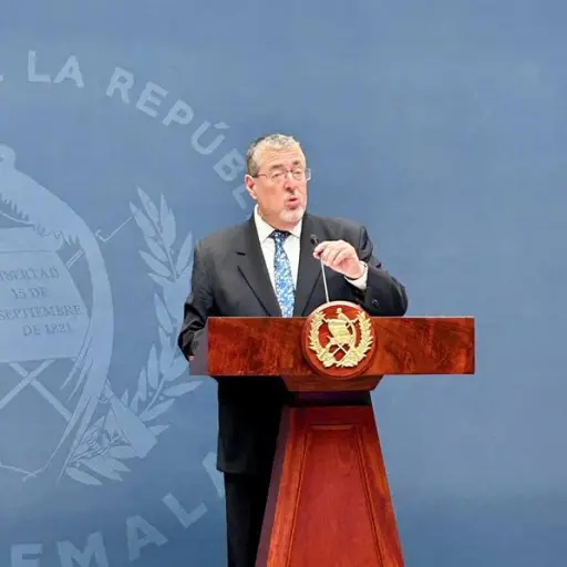 El presidente Bernardo Arévalo durante la conferencia de prensa 