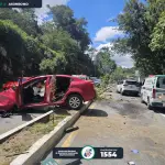 Área donde ocurrió el accidente múltiple en Km. 31 de la RN-10. ,Bomberos Municipales Departamentales
