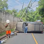 Área donde ocurrió el accidente en Caminero de aldea El Carmen. ,PMT de Santa Catarina Pinula
