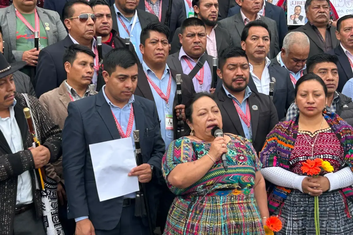 Los integrantes de los 48 Cantones de Totonicapán piden la libertad para Héctor Chaclán y Luis Pacheco., Omar Solís/Emisoras Unidas