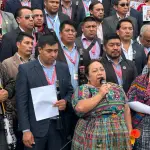 Los integrantes de los 48 Cantones de Totonicapán piden la libertad para Héctor Chaclán y Luis Pacheco. ,Omar Solís/Emisoras Unidas
