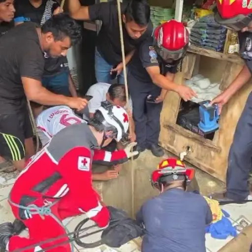 Proceso de rescate de los cuerpos de padre e hija que cayeron a un pozo en Quetzaltenago. ,Bomberos Municipales Departamentales