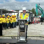 El presidente Bernardo Arévalo en el acto de recuperación del proyecto del Puente Belice 2. ,Omar Solís/Emisoras Unidas