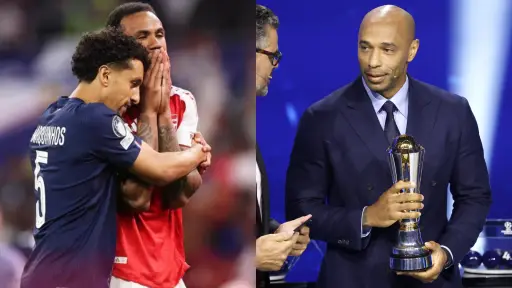 Marquinhos y Thierry Henry reciben premios por parte de UEFA