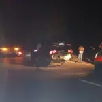Área donde volcó el vehículo en el km. 49 de la ruta al Atlántico. ,Bomberos Voluntarios
