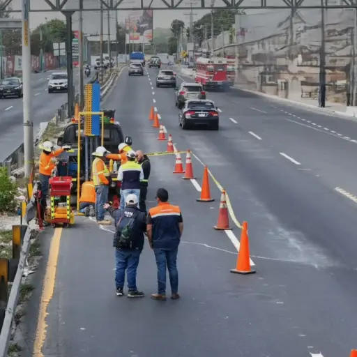Las cuadrillas de trabajo se instalaron en el carril izquierdo de la carretera al Pacífico, con sentido hacia Villa Nueva. ,CIV.