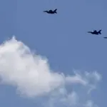 Fotografía de archivo de aviones F-16 de la Fuerza Aérea estadounidense en vuelo. ,ilustrativa de archivo: EFE