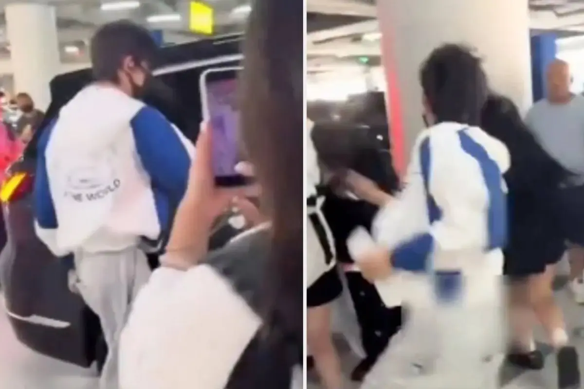Cantante Yu Yuhan lanza un puñetazo contra una fanática., Captura de pantalla video de X.