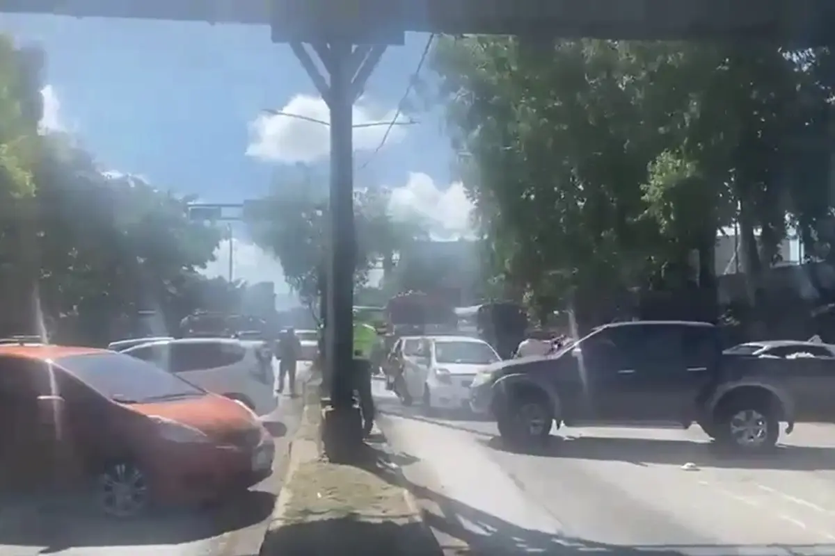 Bloqueo en el bulevar Cenma., PMT de Villa Nueva