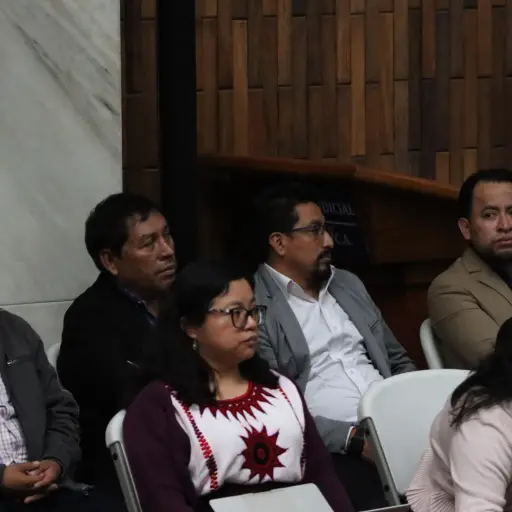Los líderes indígenas Luis Pacheco, Héctor Chaclán, Esteban Toc y Basilio Puac durante una audiencia el jueves, 10 de septiembre de 2026.  ,Omar Solís/Emisoras Unidas