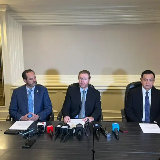 Conferencia de prensa del CACIF por tema de bloqueos, el 11 de septiembre de 2026. ,Omar Solís/Emisoras Unidas