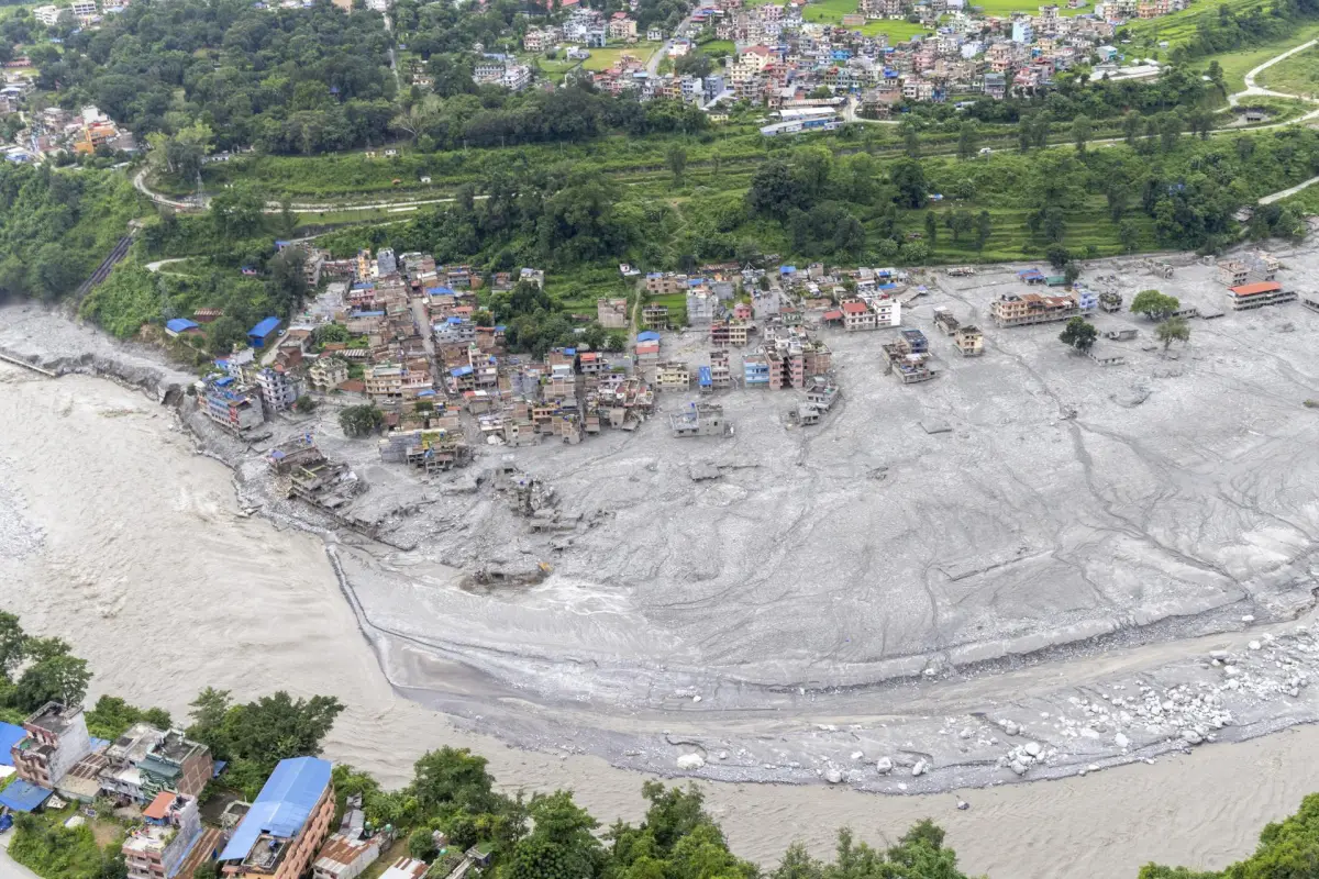 Vista de los daños producidos por la riada en Rasuwa, Nepal,  EFE/EPA/NARENDRA SHRESTHA
