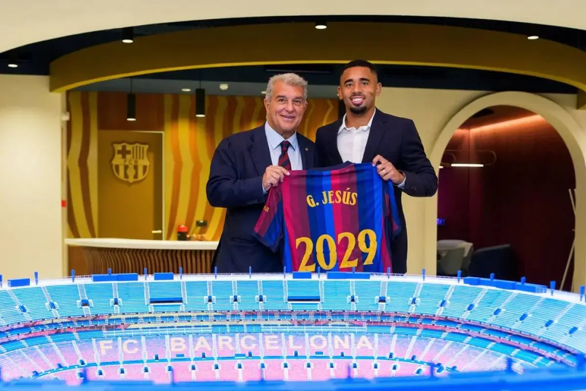 Gabriel Jesús en su presentación con el FC Barcelona - FC Barcelona