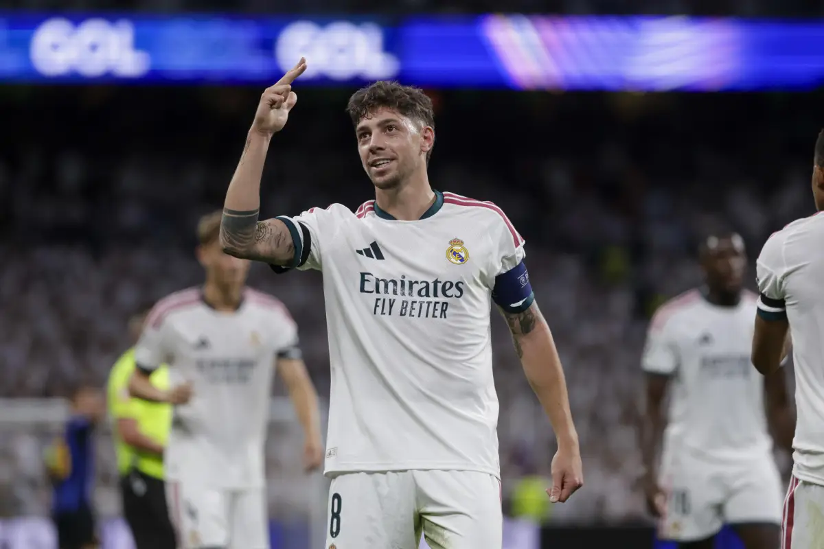Fede Valverde celebra su anotación ante el Inter de Milán - EFE