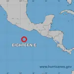 La depresión 18-E no representa peligro directo o indirecto para Guatemala.  ,Centro Nacional de Huracanes de los EE.UU.