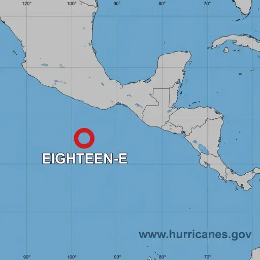 La depresión 18-E no representa peligro directo o indirecto para Guatemala.  ,Centro Nacional de Huracanes de los EE.UU.
