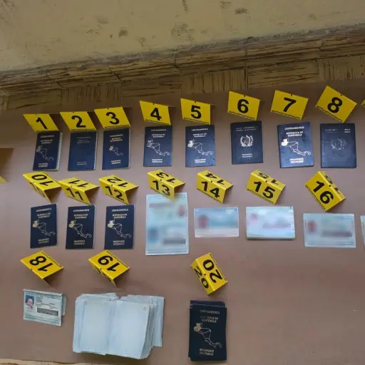 Documentos localizados durante el allanamiento en zona 1. ,PNC