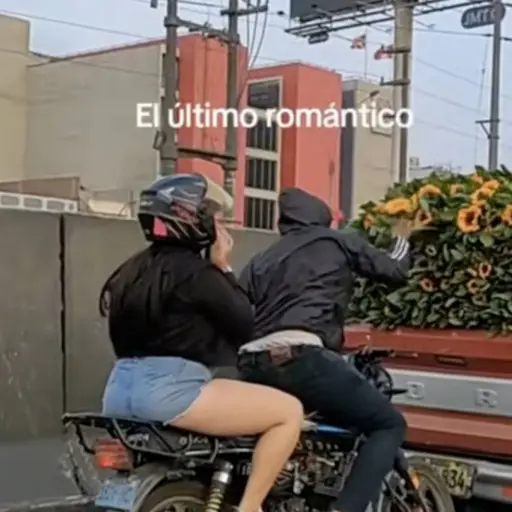 Motorista roba flores amarillas para regalárselas a su novia y desata debate en redes. ,Captura de pantalla video de TikTok.