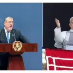El presidente Bernardo Arévalo en la imagen de la izquierda y el Papa León XIV en la de la derecha. ,