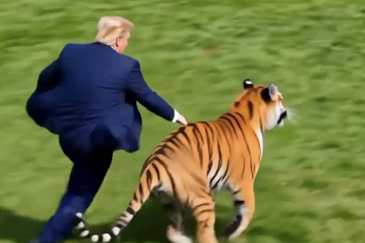 Trump publica polémico video sobre el tigre que mató a William Chapman., Captura de pantalla video de X.