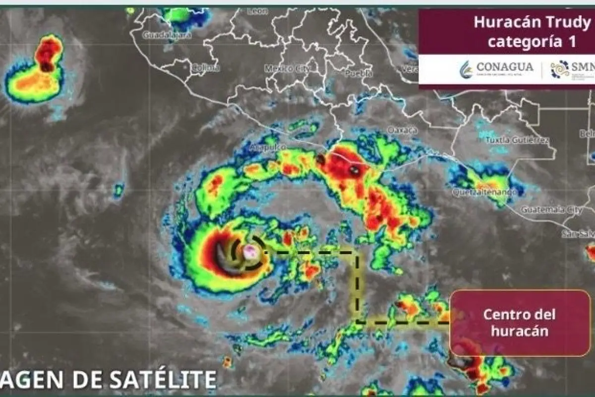 Trudy alcanzó la categoría de huracán durante la madrugada del jueves., Foto Conagua